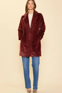 SKIES ARE BLUE Outerwear*Teddy Faux Fur Coat Chocobrown