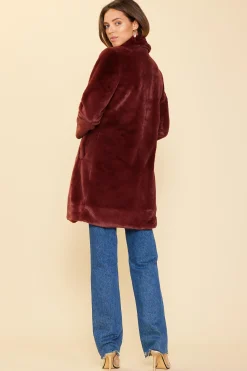 SKIES ARE BLUE Outerwear*Teddy Faux Fur Coat Chocobrown