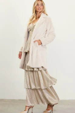 SKIES ARE BLUE Outerwear*Teddy Faux Fur Coat Cream