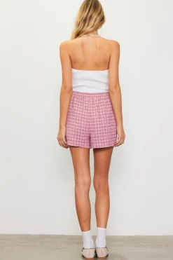 SKIES ARE BLUE Shorts*Tweed Box Pleat Shorts Blushapricot