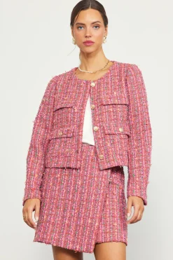 SKIES ARE BLUE Outerwear|Blazers*Tweed Structured Jacket Pinkmulti