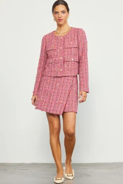 SKIES ARE BLUE Outerwear|Blazers*Tweed Structured Jacket Pinkmulti