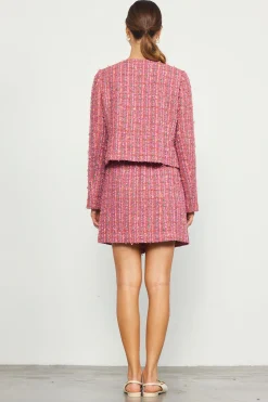 SKIES ARE BLUE Outerwear|Blazers*Tweed Structured Jacket Pinkmulti