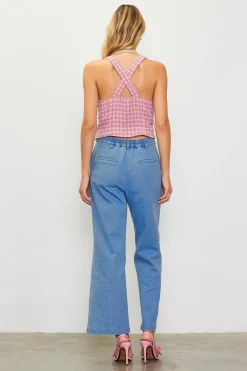 SKIES ARE BLUE Sleeveless Tops*Tweed Tailored Vest Blushapricot