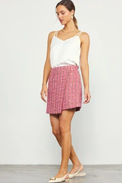 SKIES ARE BLUE Skirts*Tweed Wrap Mini Skirt Pinkmulti