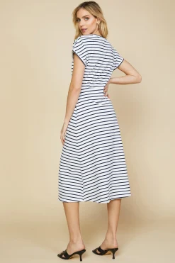 SKIES ARE BLUE Midi Dresses*Twist Detail Knit Dress Lapis
