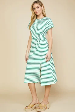 SKIES ARE BLUE Midi Dresses*Twist Detail Knit Dress Jadegreen