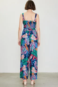 SKIES ARE BLUE Jumpsuits*Ula Print Smocked Jumpsuit Tropical