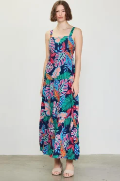 SKIES ARE BLUE Maxi Dresses*Ula Print Tiered Maxi Dress Tropical