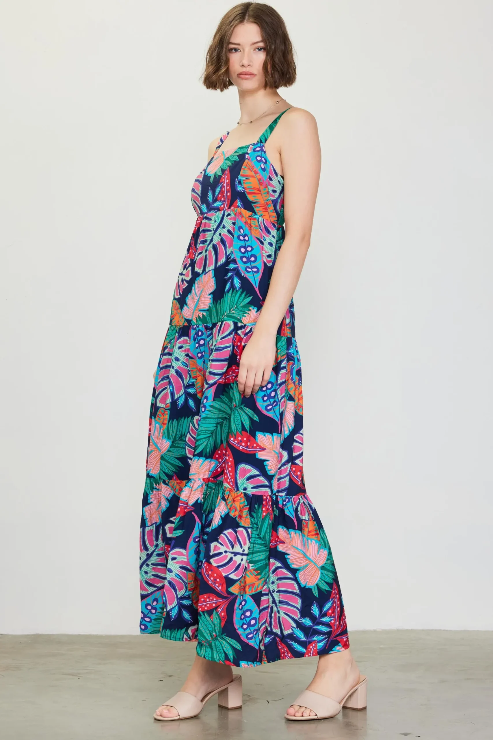 SKIES ARE BLUE Maxi Dresses*Ula Print Tiered Maxi Dress Tropical