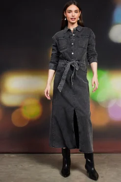 SKIES ARE BLUE Midi Dresses*Utilitarian Detail Midi Dress Black