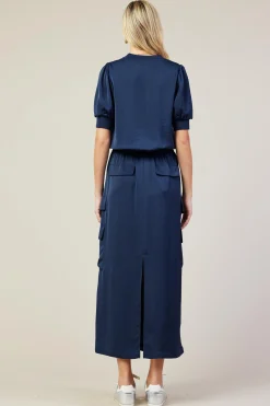 SKIES ARE BLUE Skirts*Utility Cargo Pocket Midi Skirt Navy
