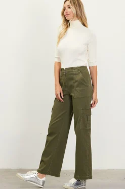 SKIES ARE BLUE Pants*Utility Straight Leg Pants Olive