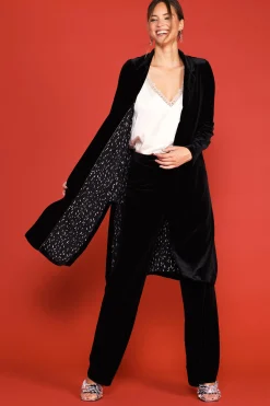 SKIES ARE BLUE Outerwear*Velvet Duster Coat Black