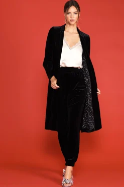 SKIES ARE BLUE Outerwear*Velvet Duster Coat Black