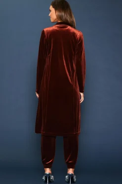 SKIES ARE BLUE Outerwear*Velvet Duster Coat Amberrust