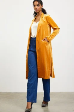 SKIES ARE BLUE Outerwear*Velvet Duster Coat Goldenmustard