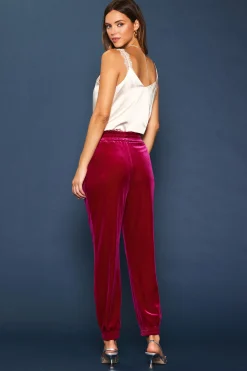 SKIES ARE BLUE Pants*Velvet Jogger Pants Magenta