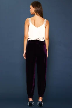 SKIES ARE BLUE Pants*Velvet Jogger Pants Plumpurple