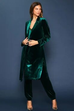 SKIES ARE BLUE Pants*Velvet Jogger Pants Huntergreen