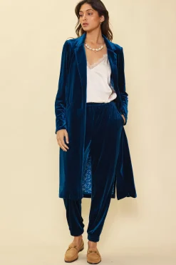 SKIES ARE BLUE Pants*Velvet Jogger Pants Teal