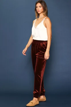 SKIES ARE BLUE Pants*Velvet Jogger Pants Amberrust