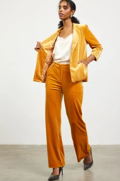 SKIES ARE BLUE Pants*Velvet Wide Leg Pants Goldenmustard