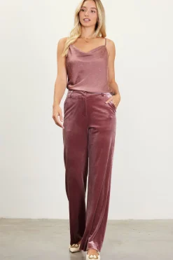 SKIES ARE BLUE Pants*Velvet Wide Leg Pants Mauve