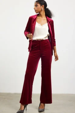 SKIES ARE BLUE Pants*Velvet Wide Leg Pants Deepcherry