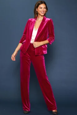 SKIES ARE BLUE Pants*Velvet Wide Leg Pants Magenta
