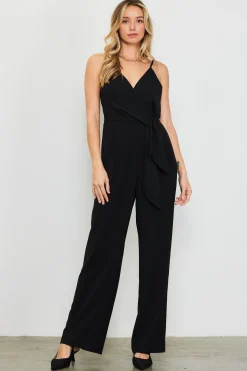 SKIES ARE BLUE Jumpsuits*Waist Tie Detail Sleeveless Jumpsuit Black