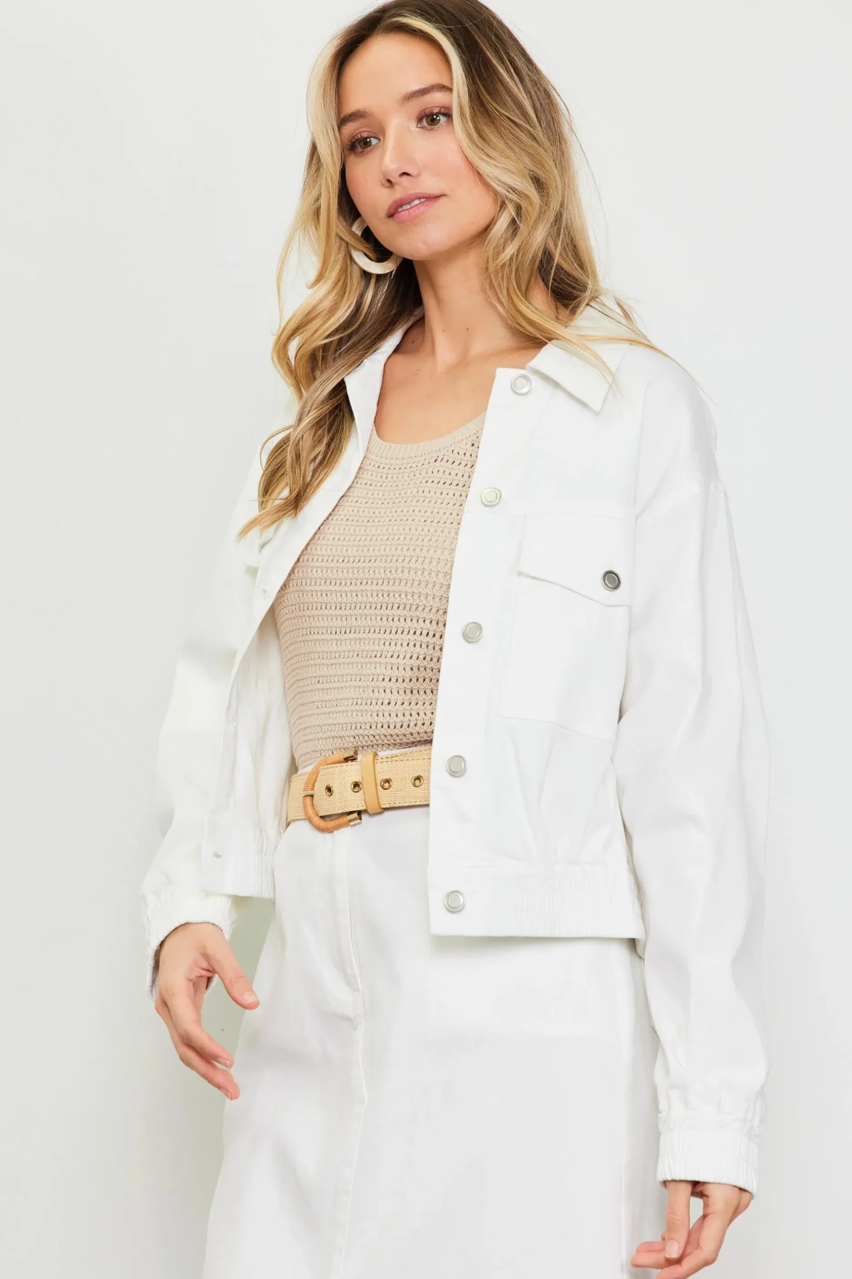SKIES ARE BLUE Outerwear*Washed Cotton Twill Jacket White