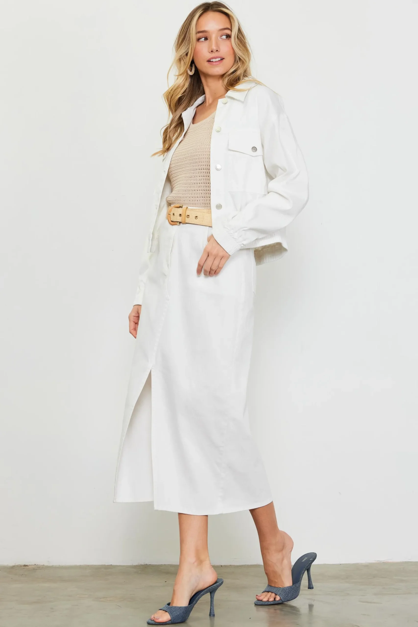 SKIES ARE BLUE Outerwear*Washed Cotton Twill Jacket White