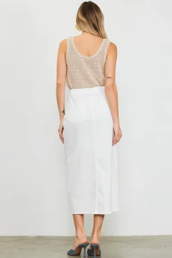SKIES ARE BLUE Skirts*Washed Cotton Twill Midi Skirt White