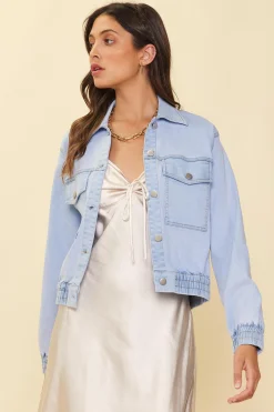 SKIES ARE BLUE Outerwear*Washed Denim Jacket Chambray