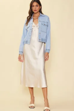 SKIES ARE BLUE Outerwear*Washed Denim Jacket Chambray