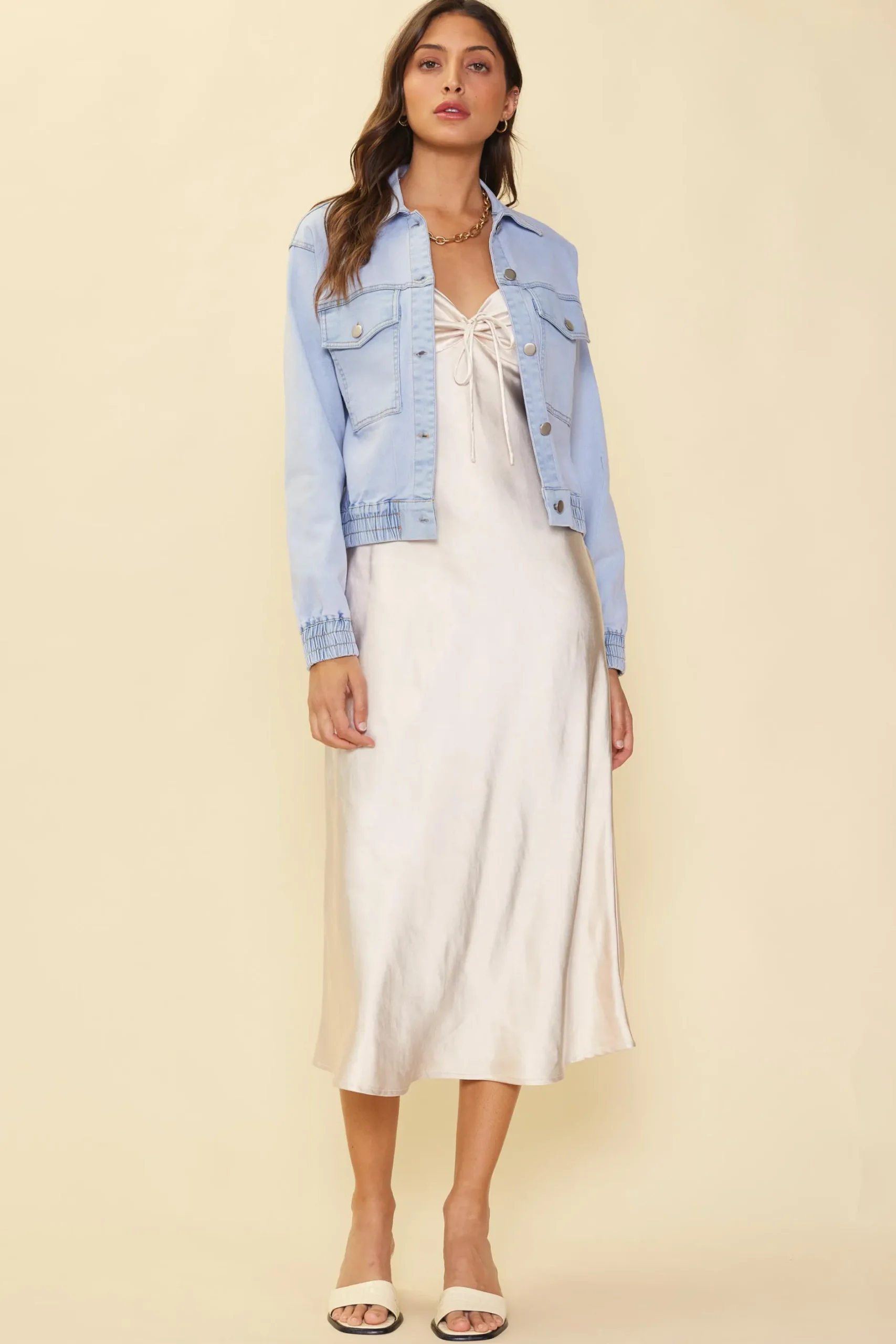 SKIES ARE BLUE Outerwear*Washed Denim Jacket Chambray