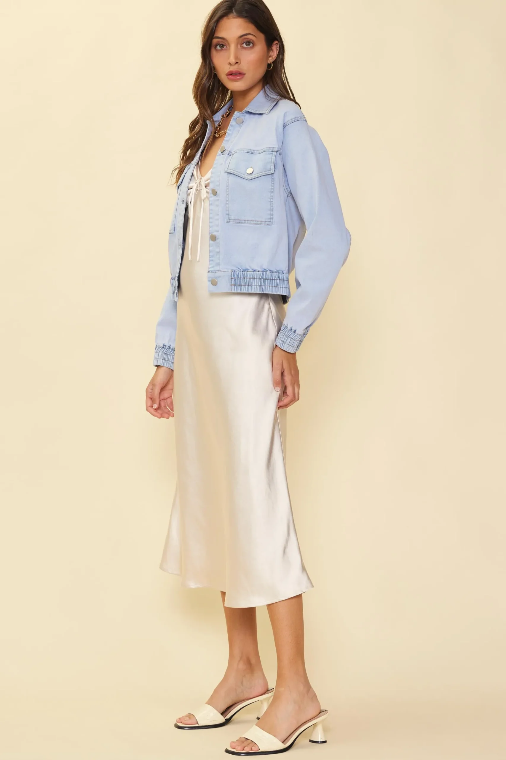 SKIES ARE BLUE Outerwear*Washed Denim Jacket Chambray