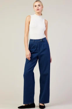 SKIES ARE BLUE Pants*Washed Denim Pants Bluedenim