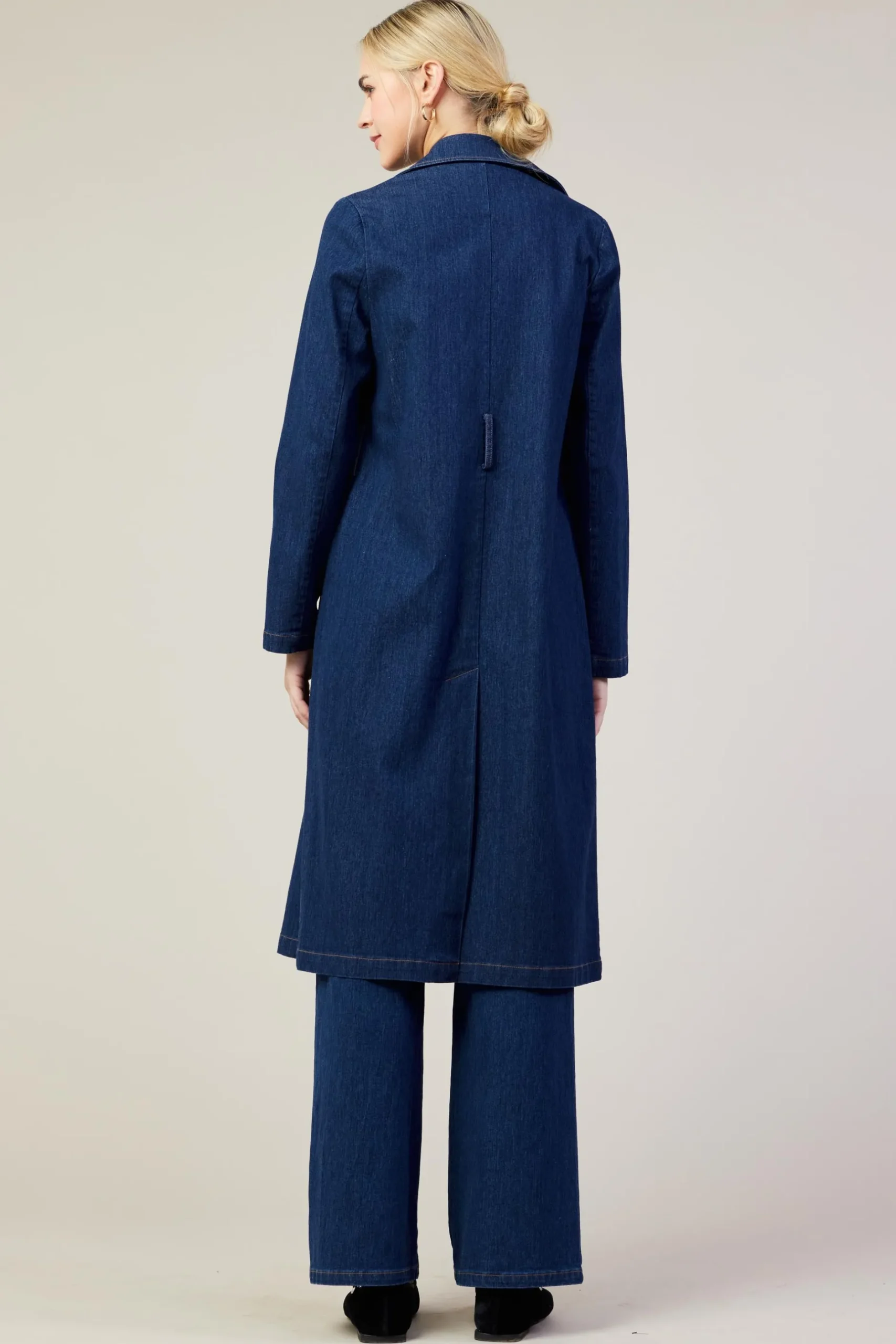 SKIES ARE BLUE Outerwear*Washed Denim Trench Coat Bluedenim