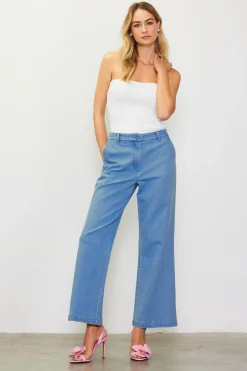 SKIES ARE BLUE Pants*Washed Trousers Denim