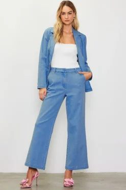 SKIES ARE BLUE Pants*Washed Trousers Denim
