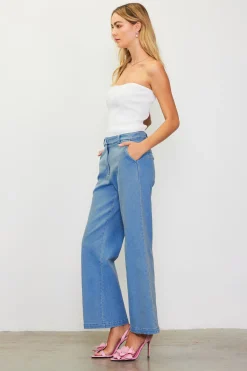 SKIES ARE BLUE Pants*Washed Trousers Denim