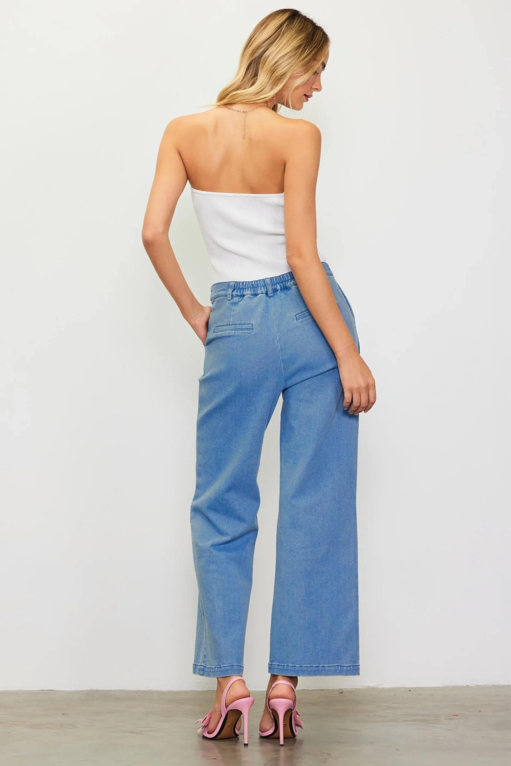 SKIES ARE BLUE Pants*Washed Trousers Denim