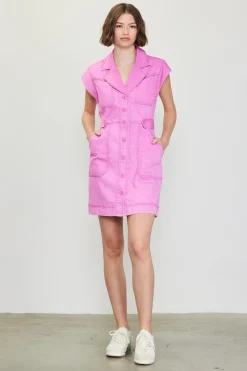 SKIES ARE BLUE Mini Dresses*Washed Twill Utility Mini Dress Roseviolet