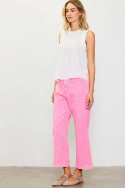 SKIES ARE BLUE Pants*Washed Twill Wide Leg Pants Pink