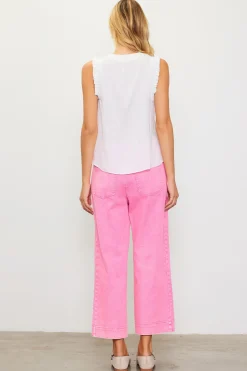 SKIES ARE BLUE Pants*Washed Twill Wide Leg Pants Pink