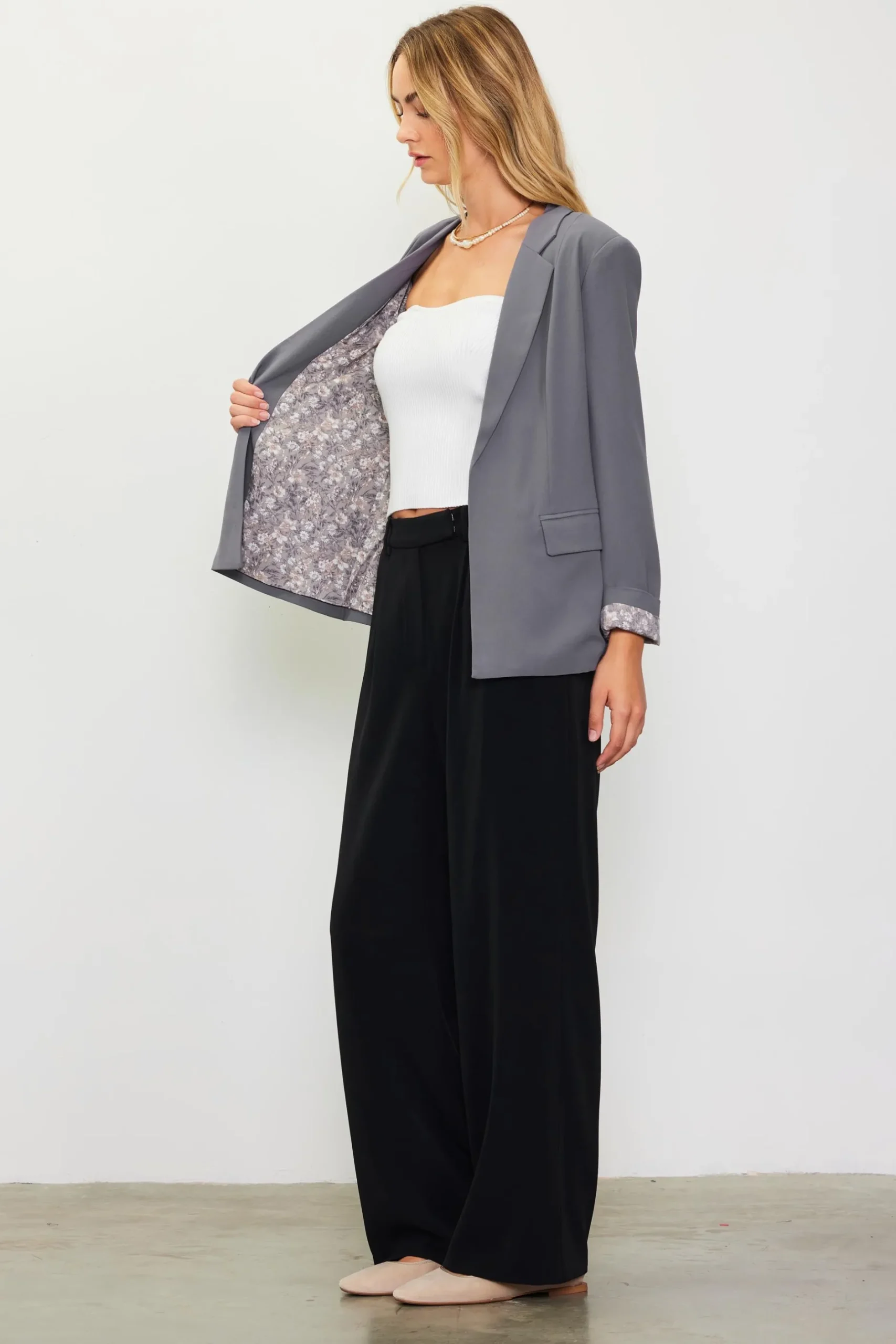 SKIES ARE BLUE Blazers*Welt Pocket Blazer Stonegray