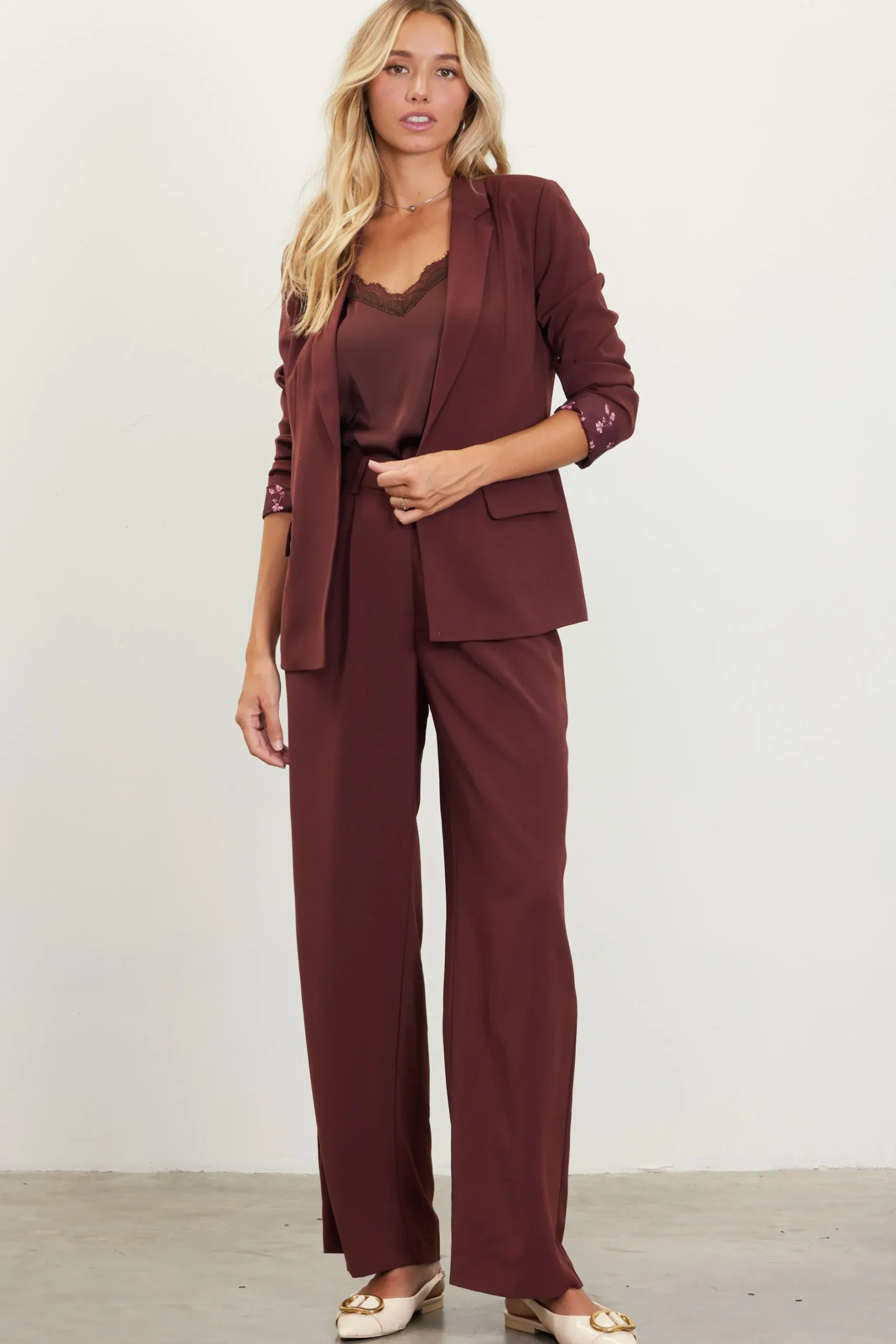 SKIES ARE BLUE Blazers*Welt Pocket Blazer Chocolate