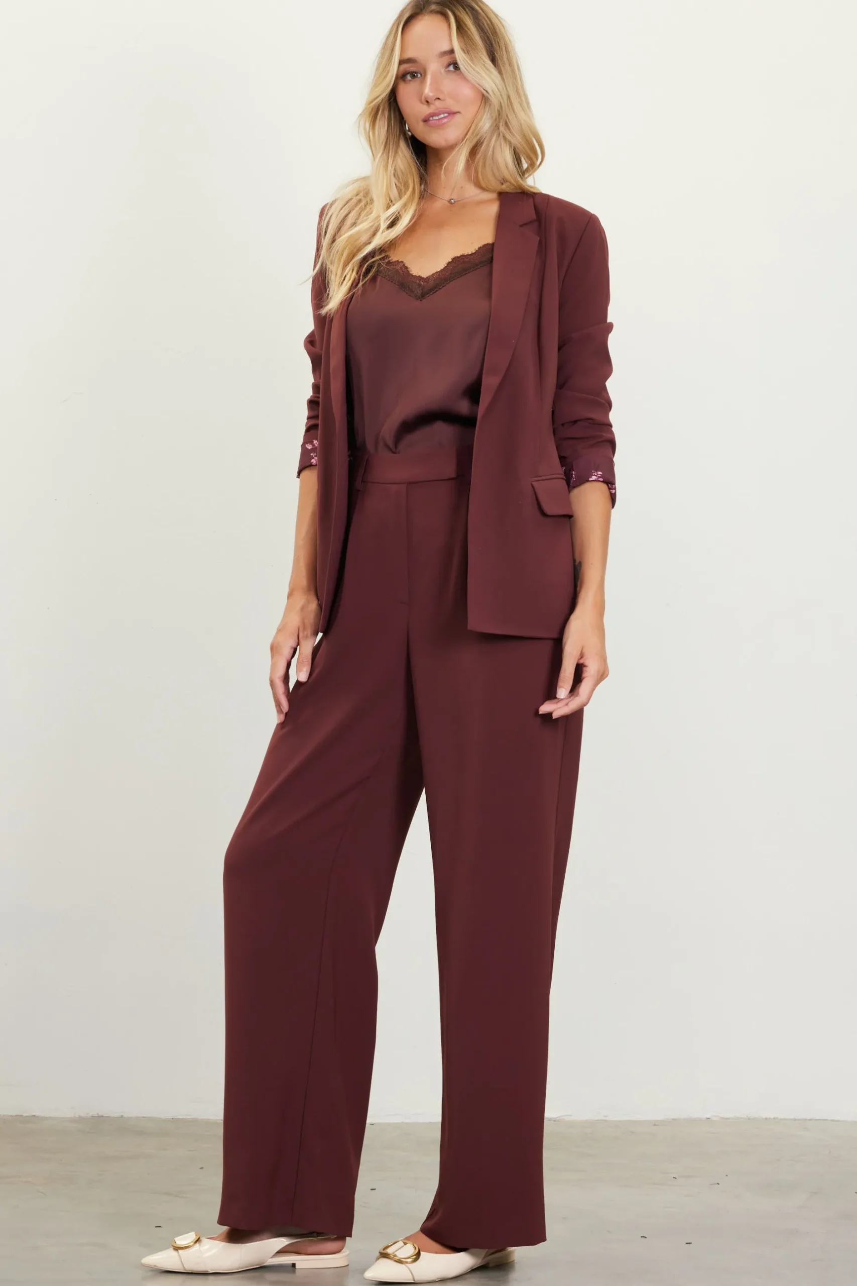 SKIES ARE BLUE Blazers*Welt Pocket Blazer Chocolate